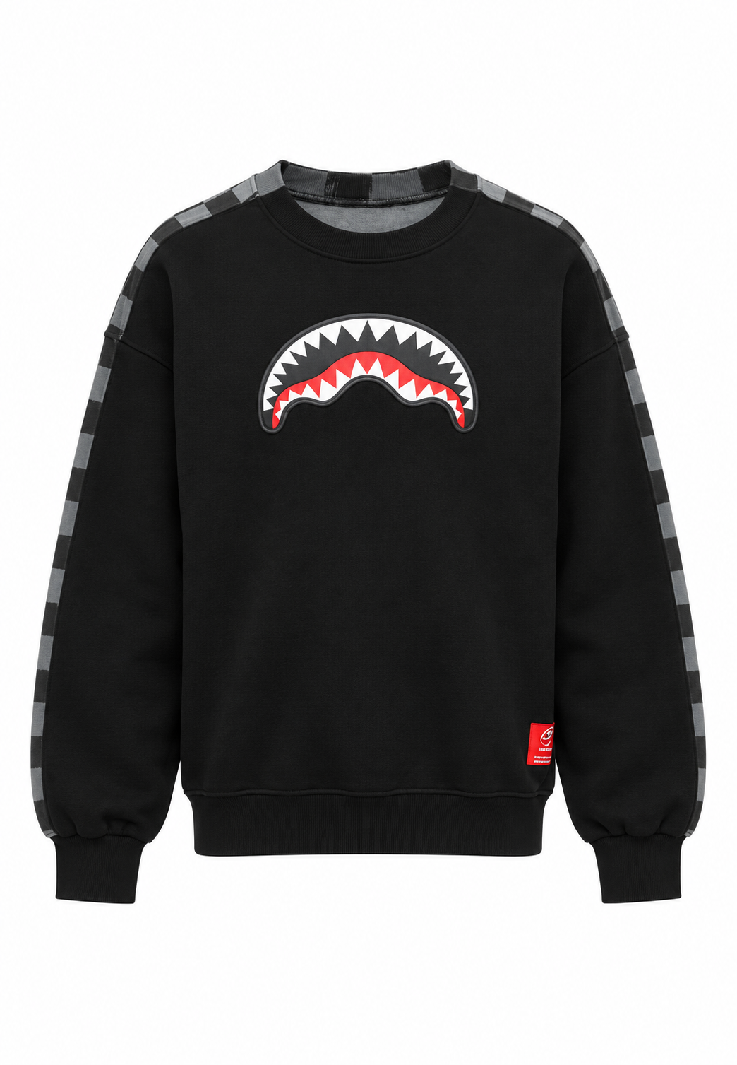 Sprayground Felpa Nera e Grigia a Scacchi Shark Mouth Bambino