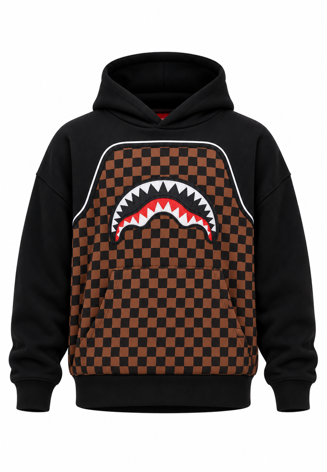 Sprayground Felpa Nera e Marrone a Scacchi con Cappuccio Bambino