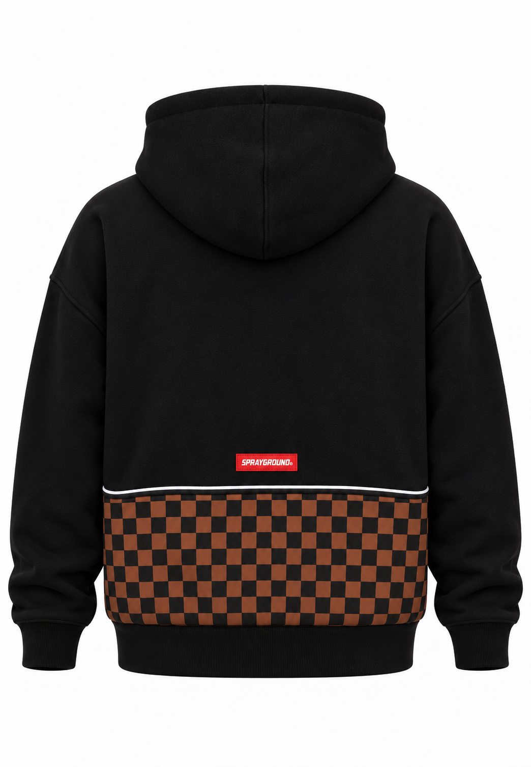Sprayground Felpa Nera e Marrone a Scacchi con Cappuccio Bambino