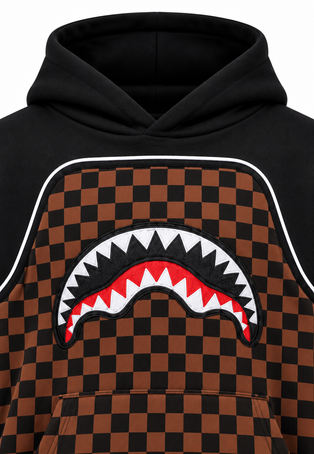 Sprayground felpa nera marrone bambino dettaglio logo Shark Mouth