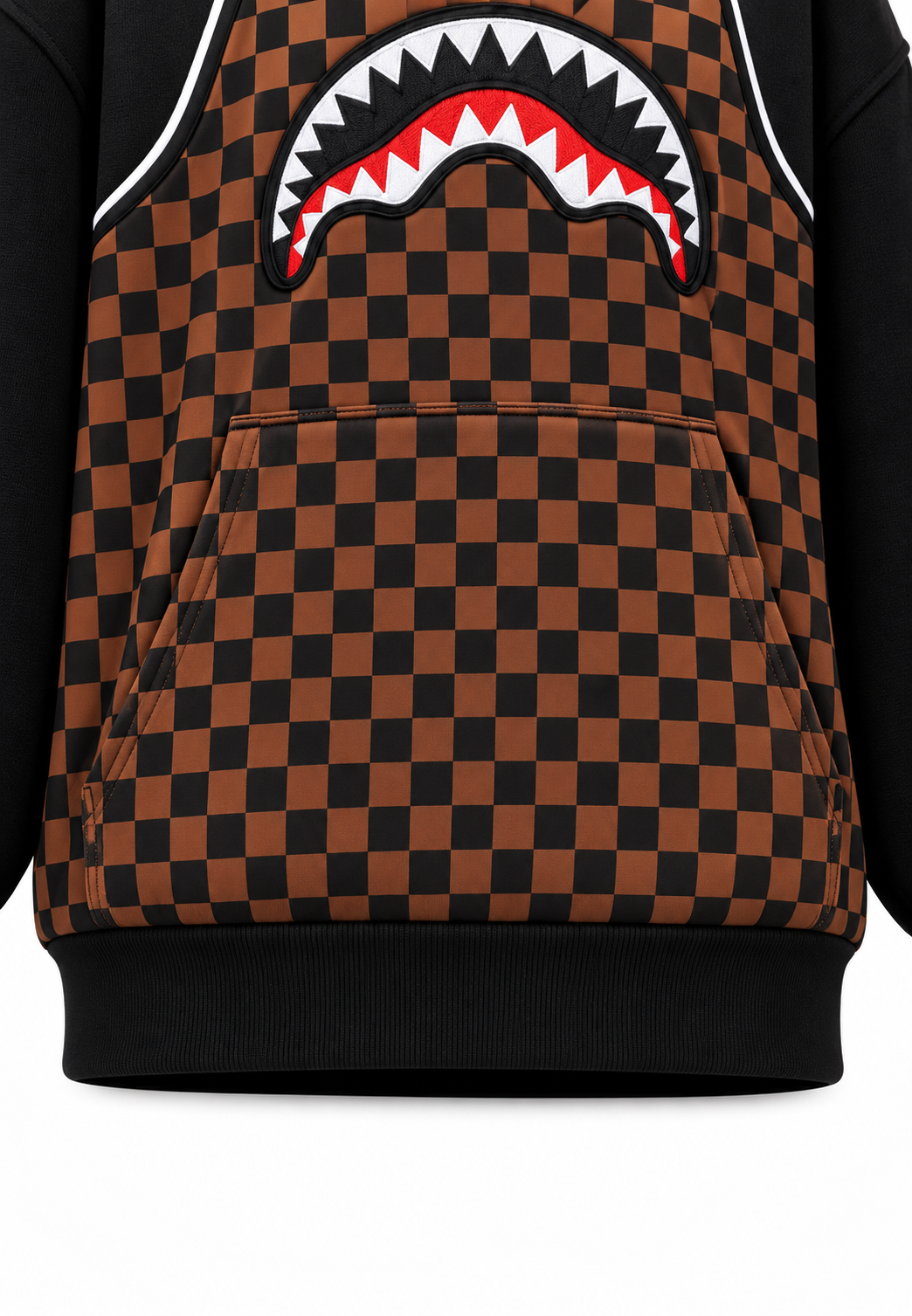 Sprayground Felpa Nera e Marrone a Scacchi con Cappuccio Bambino
