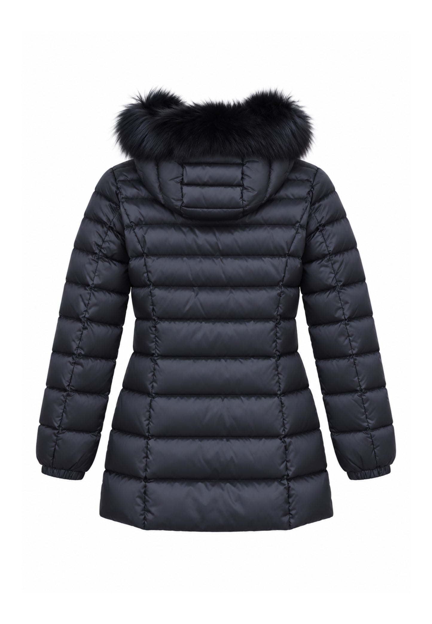 REFRIGIWEAR GIUBBOTTO NERO TRAPUNTATO CON CAPPUCCIO E PELLICCIA Donna LONG MEAD FUR JACKET.NE_