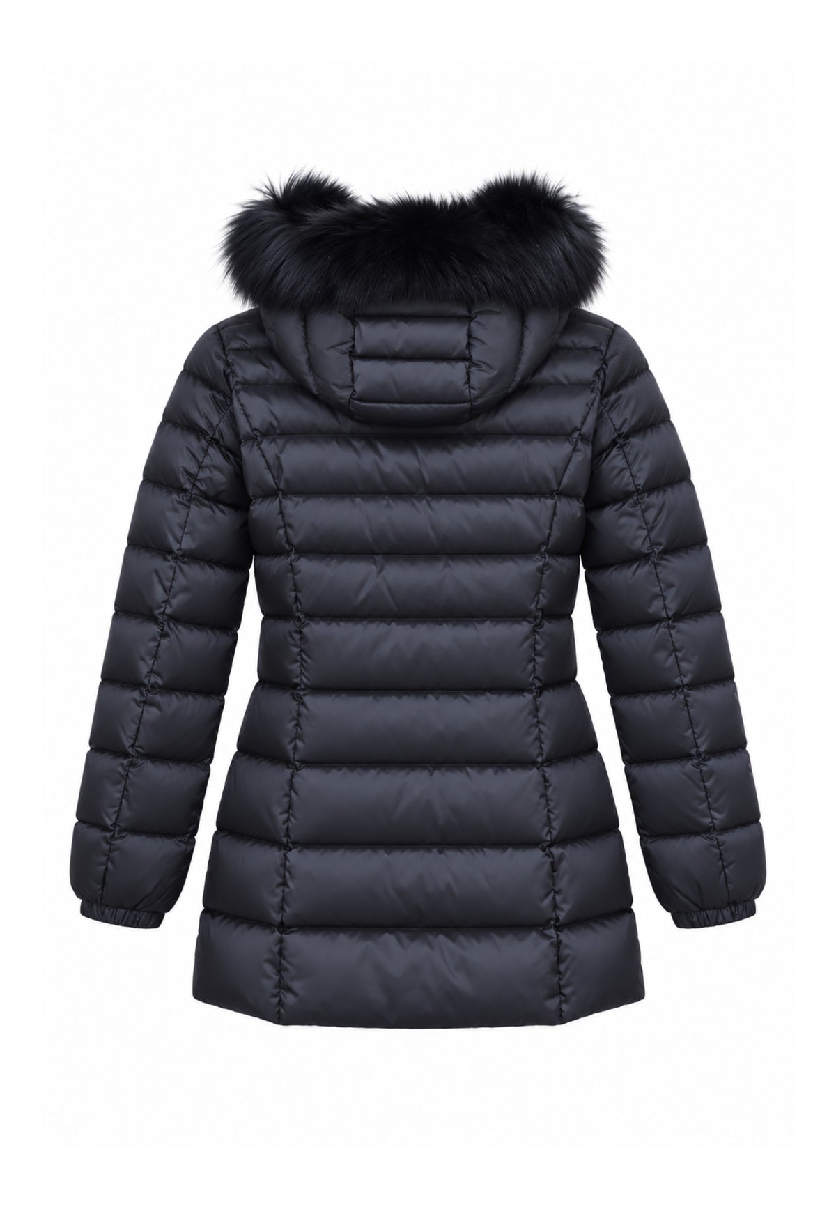 REFRIGIWEAR GIUBBOTTO NERO TRAPUNTATO CON CAPPUCCIO E PELLICCIA Donna LONG MEAD FUR JACKET.NE_