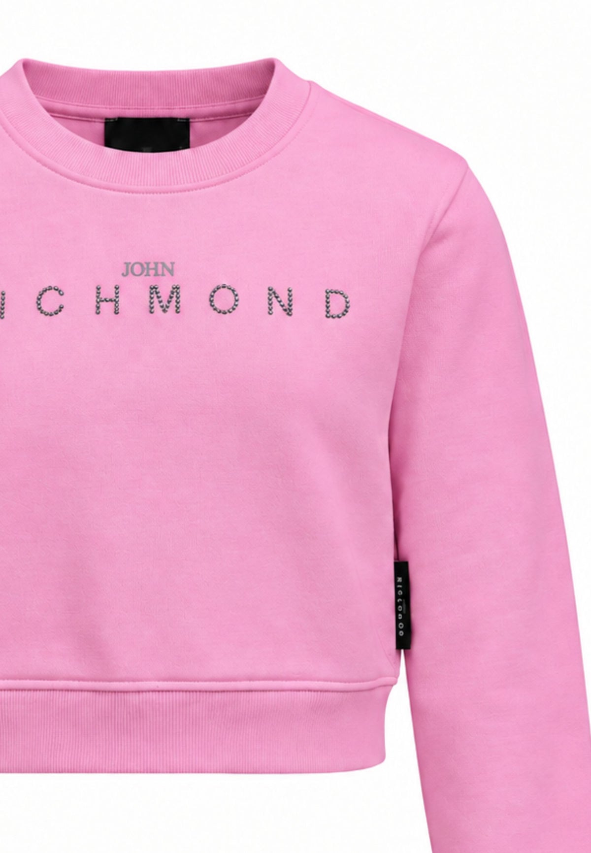 John Richmond felpa rosa crop con logo brillantinato Bambine e ragazze rga26085fe.rosa_