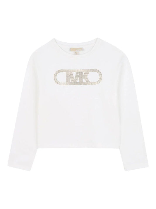 T-shirt per bambina Michael Kors Kids bianca con dettaglio logo