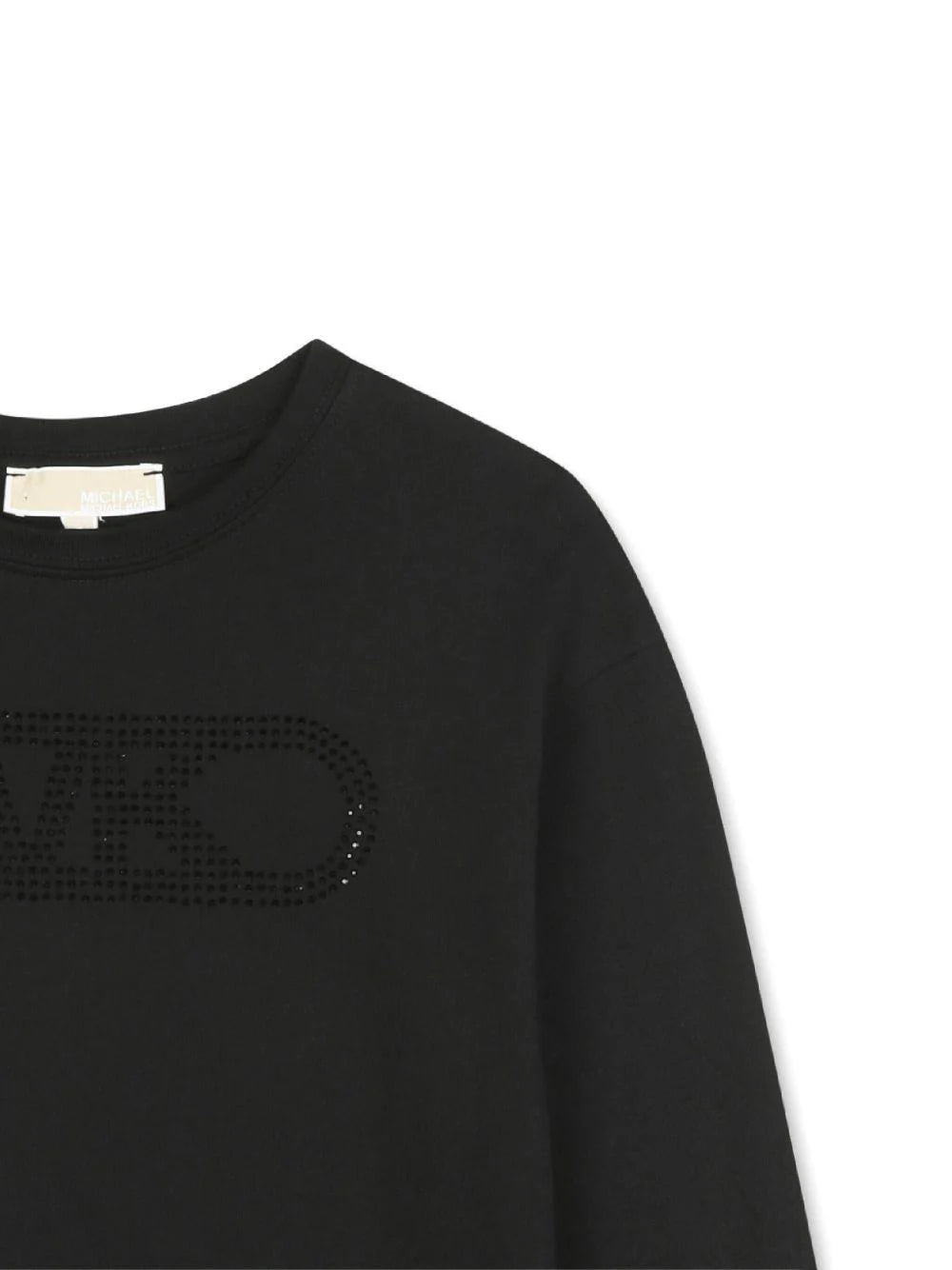 T-shirt per bambina Michael Kors Kids nera con dettaglio logo