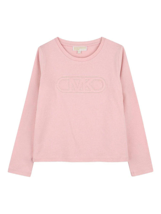 T-shirt per bambina Michael Kors Kids rosa con ricamo logo