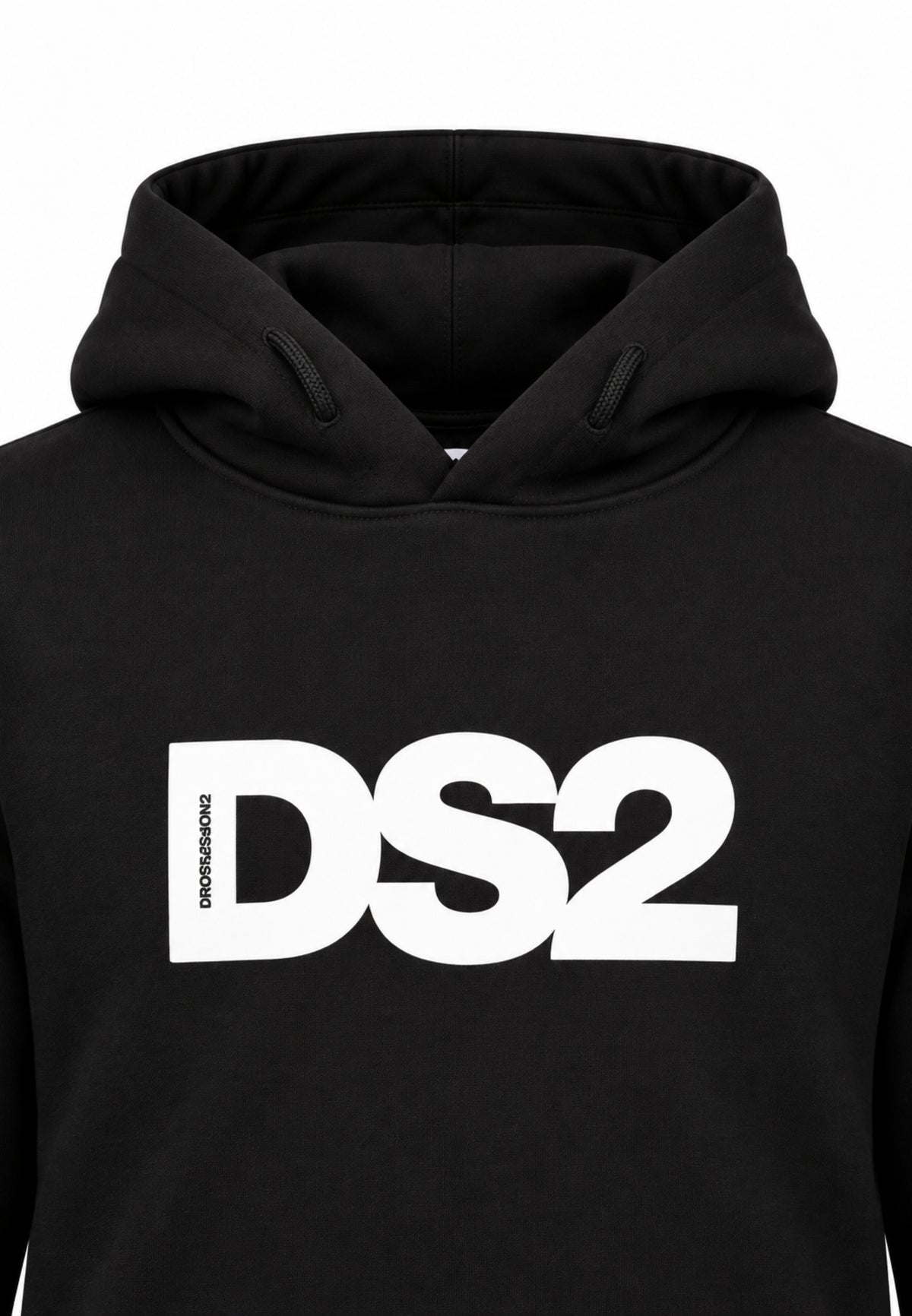 DS2 FELPA NERA CON CAPPUCCIO E LOGO MAXI CENTRALE Bambini e ragazzi F62K282.NE_