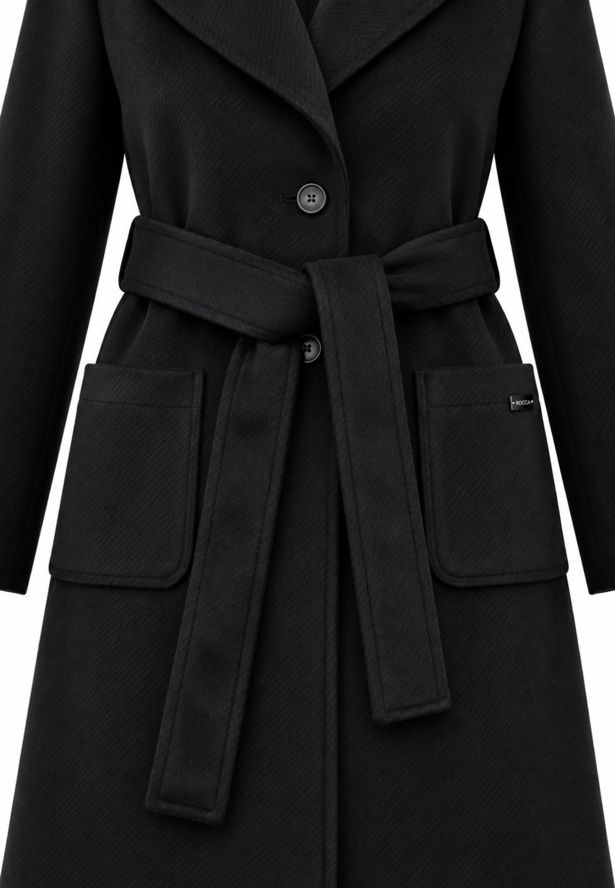 Kocca cappotto nero lungo con bottoni e cintura Bambine e ragazze welff.nero_