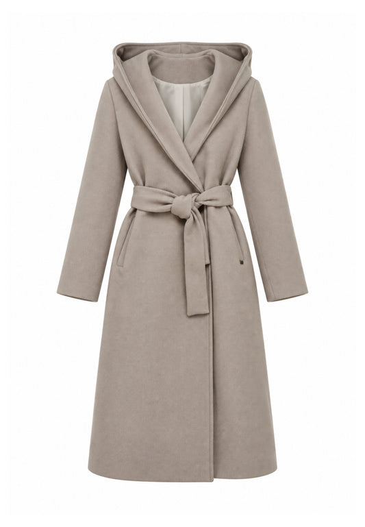Kocca cappotto beige lungo con cappuccio e cintura Bambine e ragazze chatal.beige_
