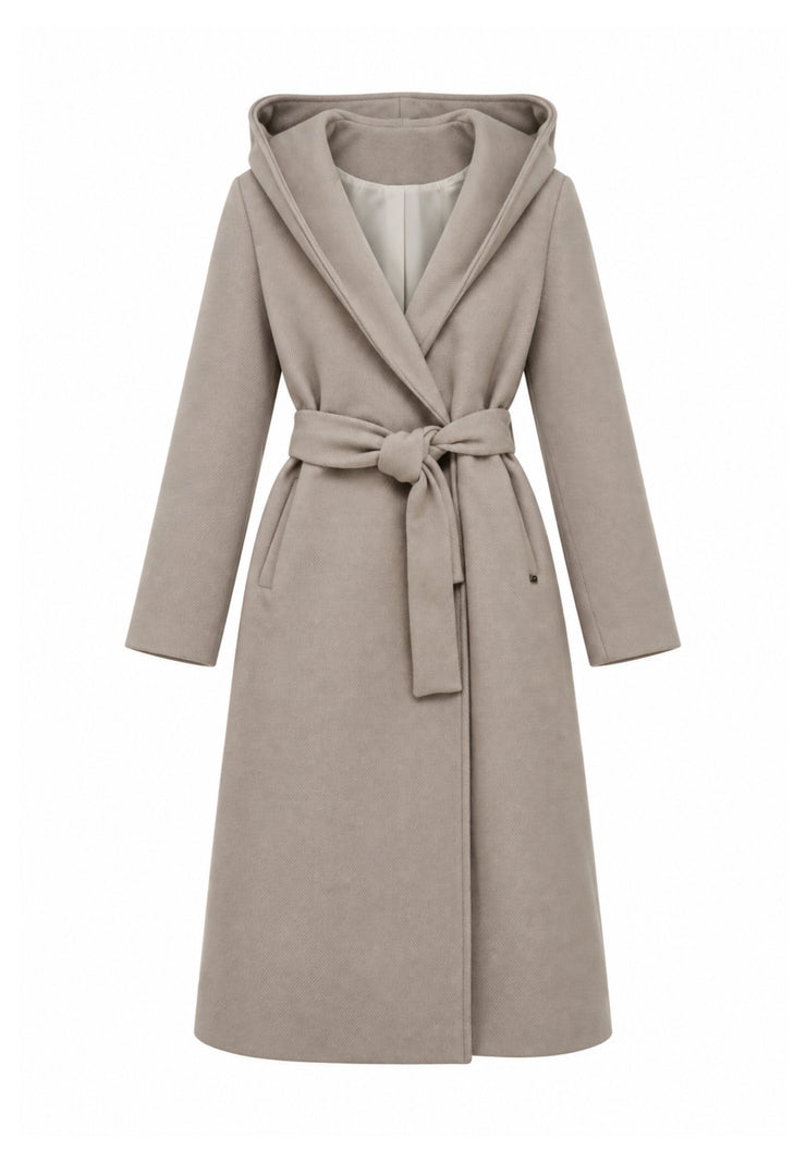 Kocca Junior cappotto beige lungo con cappuccio e cintura Bambina e Ragazza chatal.beige_