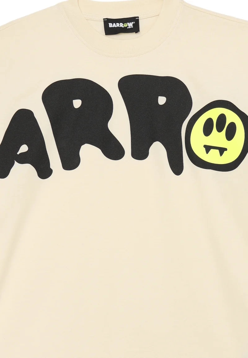 BARROW T SHIRT PANNA A MEZZE MANICHE CON LOGO GRANDE CENTRALE Bambini e ragazzi F5BKJUTH242.PANNA_