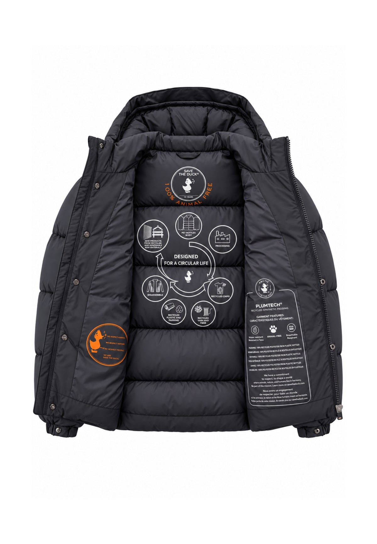 Save the Duck GIUBBOTTO GRIGIO INVERNALE CON CAPPUCCIO Bambini e ragazzi 03-P31888B.GRIG_