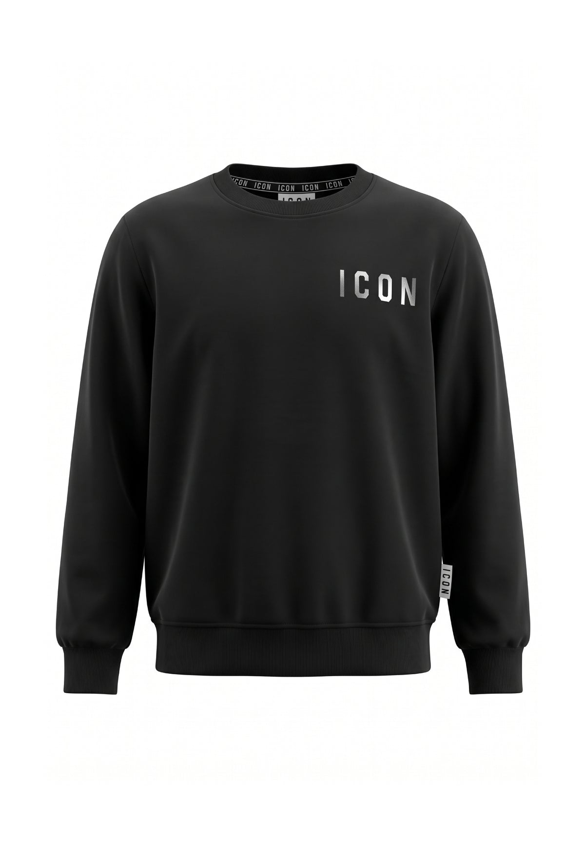 ICON FELPA NERA A GIROCOLLO CON LOGO TONO SU TONO Bambini e ragazzi ibsw001531.nero/nero_