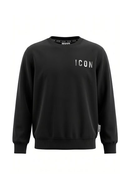 ICON FELPA NERA A GIROCOLLO CON LOGO TONO SU TONO Bambini e ragazzi ibsw001531.nero/nero_