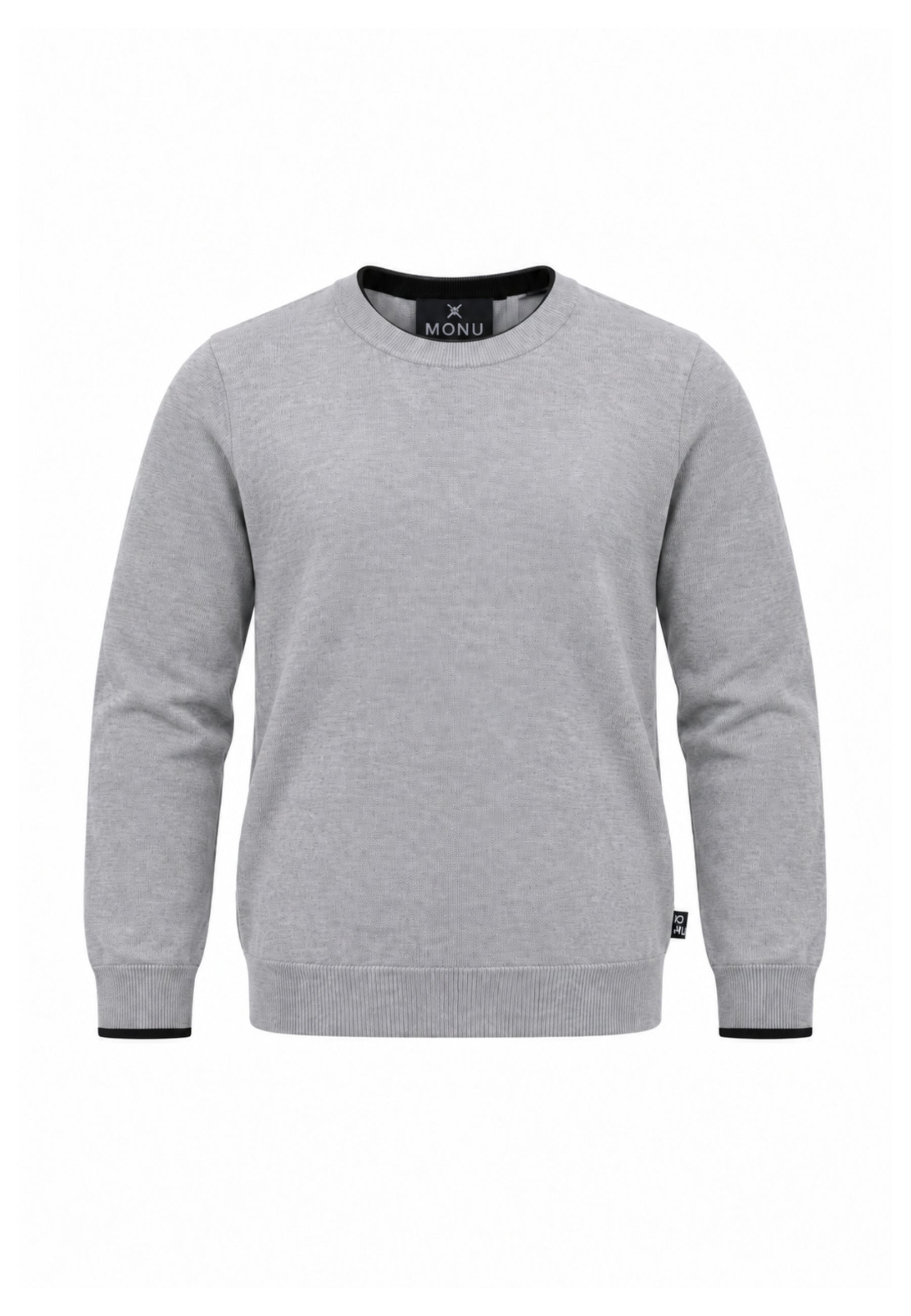 John Richmond MAGLIONE GRIGIO CON ORLI A CONTRASTO NERI Uomo UMA26271MA.GRIG_