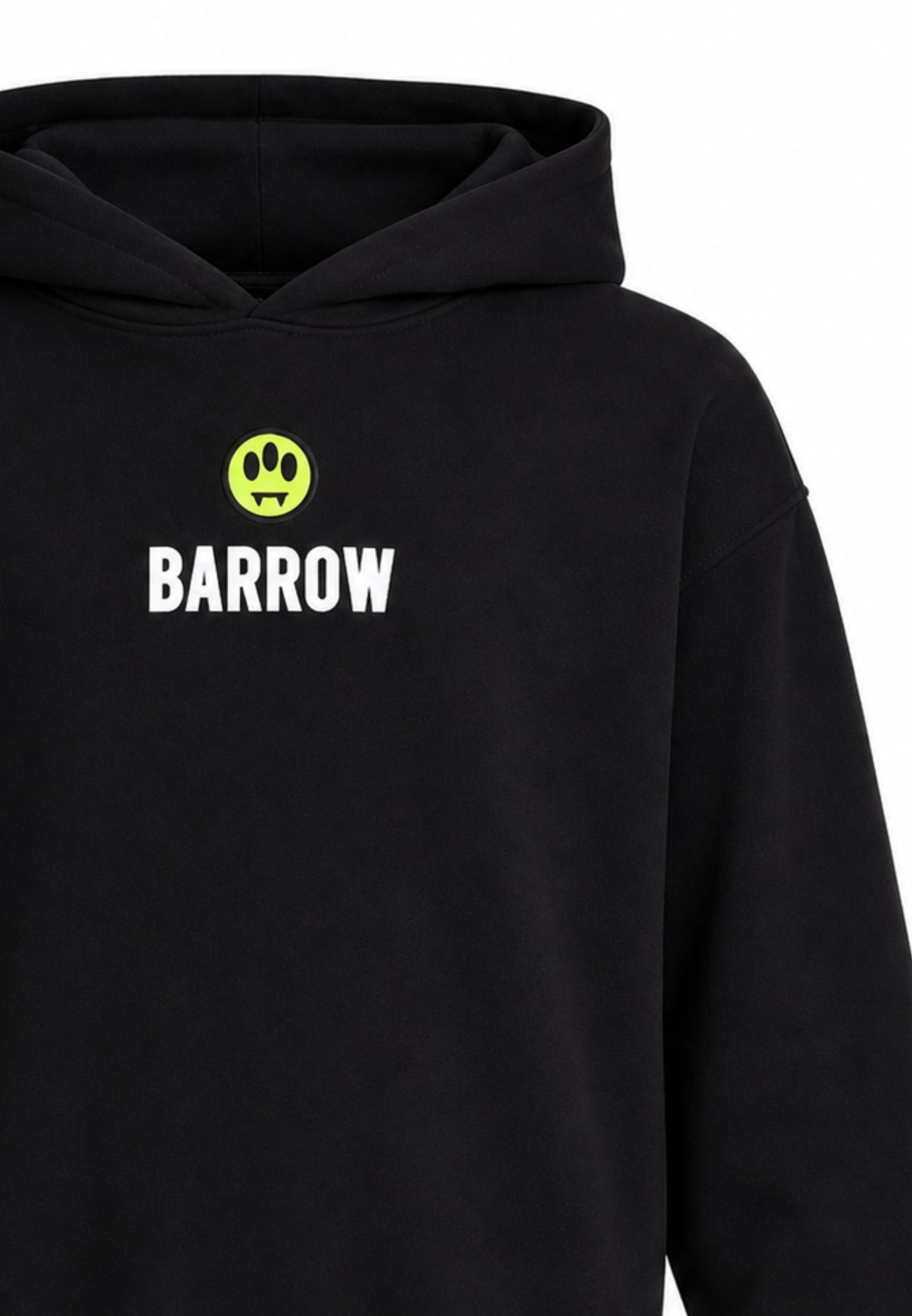 BARROW FELPA NERA CON CAPPUCCIO logo piccolo centrale e maxi stampa sul retro Bambini e ragazzi F6BKJBHS074.NE_
