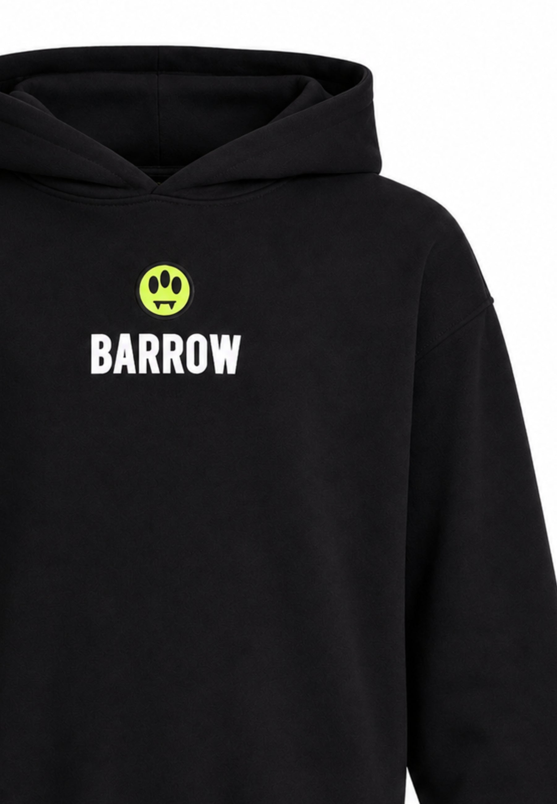 BARROW FELPA NERA CON CAPPUCCIO logo piccolo centrale e maxi stampa sul retro Bambini e ragazzi F6BKJBHS074.NE_