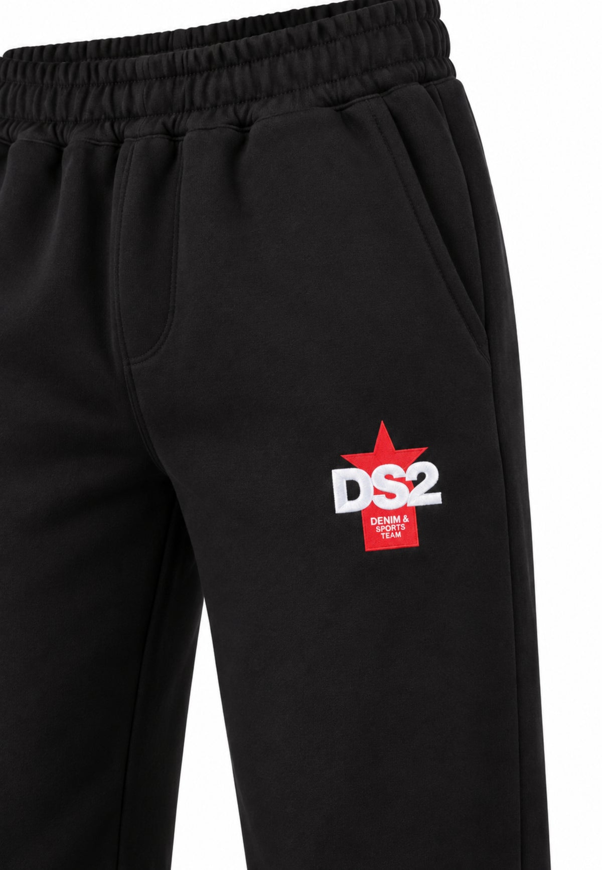 DS2 PANTALONE NERO TUTA CON BANDA ORIZZONTALE ROSSA Bambini e ragazzi F62K268.NE_