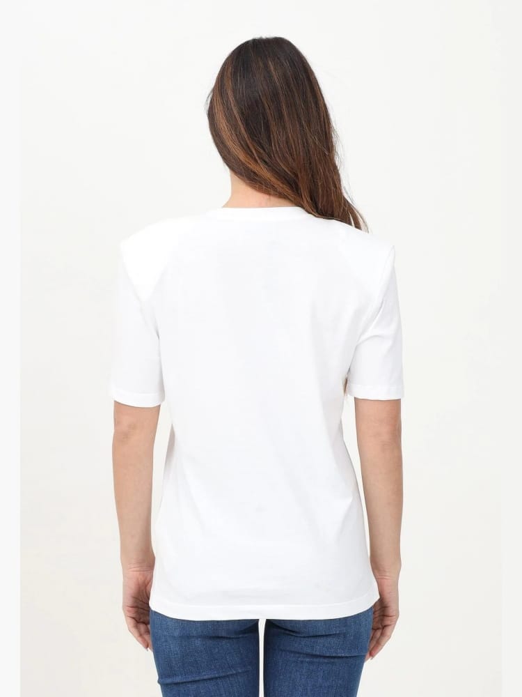 Elisabetta Franchi tshirt bianca donna in cotone maxi logo ricamato sul davanti dettaglio logo