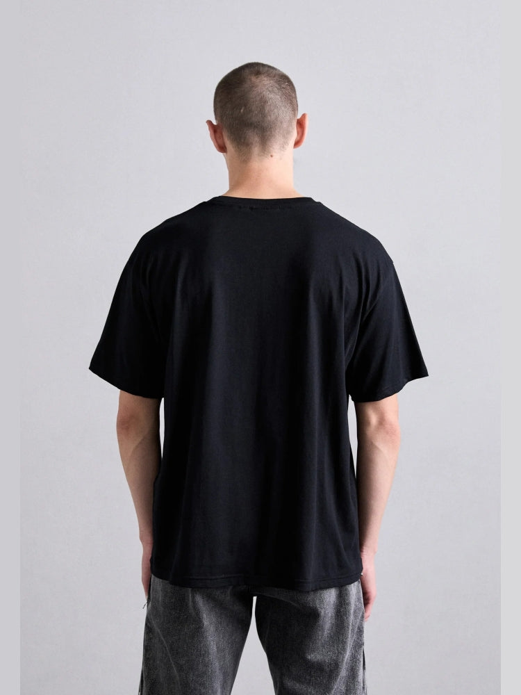 Gcds tshirt nera uomo unisex maxi logo a contrasto dettaglio logo