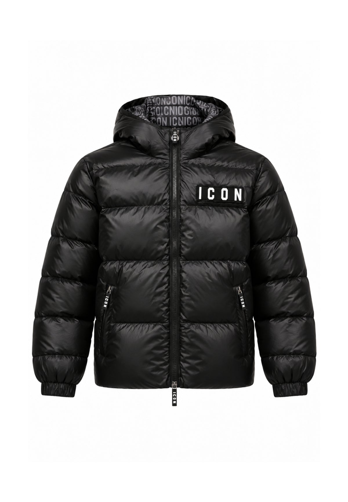 ICON GIUBBOTTO NERO CON FODERA LOGO ALL OVER Bambini e ragazzi IBJK001321.NE_