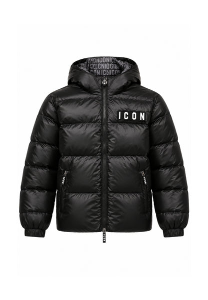 ICON GIUBBOTTO NERO CON FODERA LOGO ALL OVER Bambini e ragazzi IBJK001321.NE_