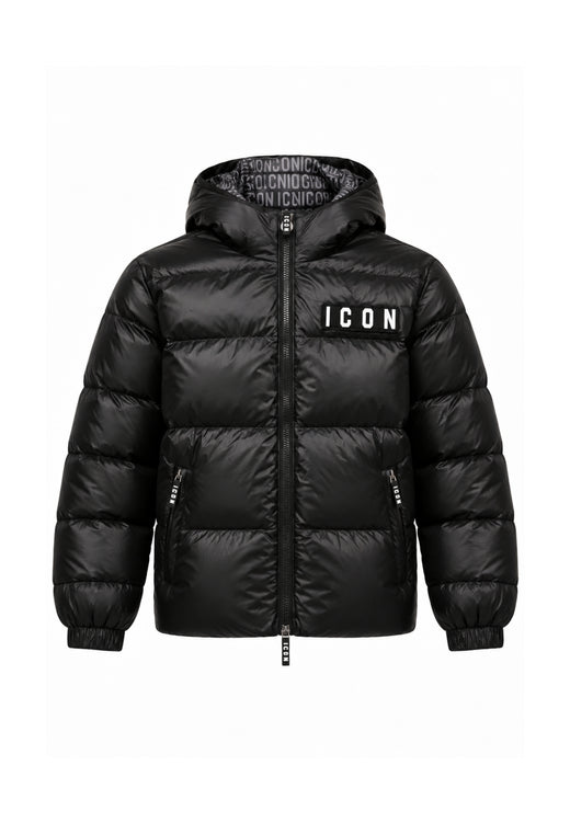 ICON GIUBBOTTO NERO CON FODERA LOGO ALL OVER Bambini e ragazzi IBJK001321.NE_