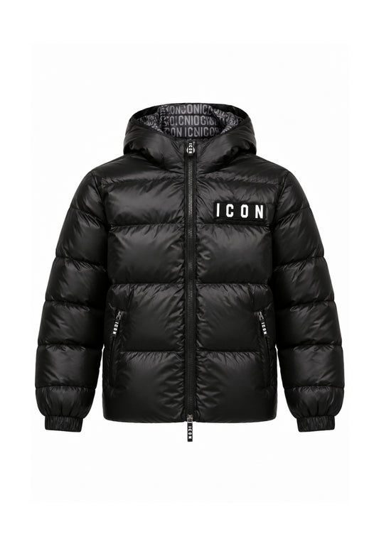 ICON GIUBBOTTO NERO CON FODERA LOGO ALL OVER Bambini e ragazzi IBJK001321.NE_