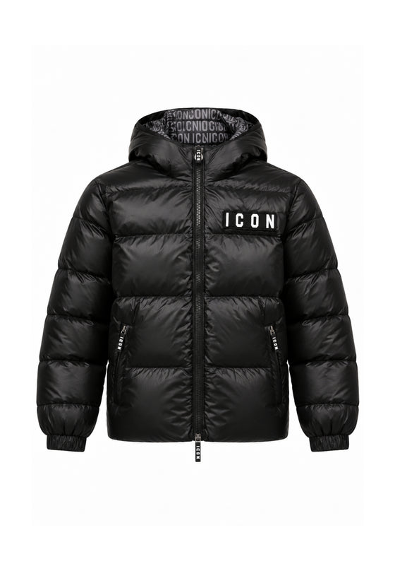 ICON GIUBBOTTO NERO CON FODERA LOGO ALL OVER Bambini e ragazzi IBJK001321.NE_