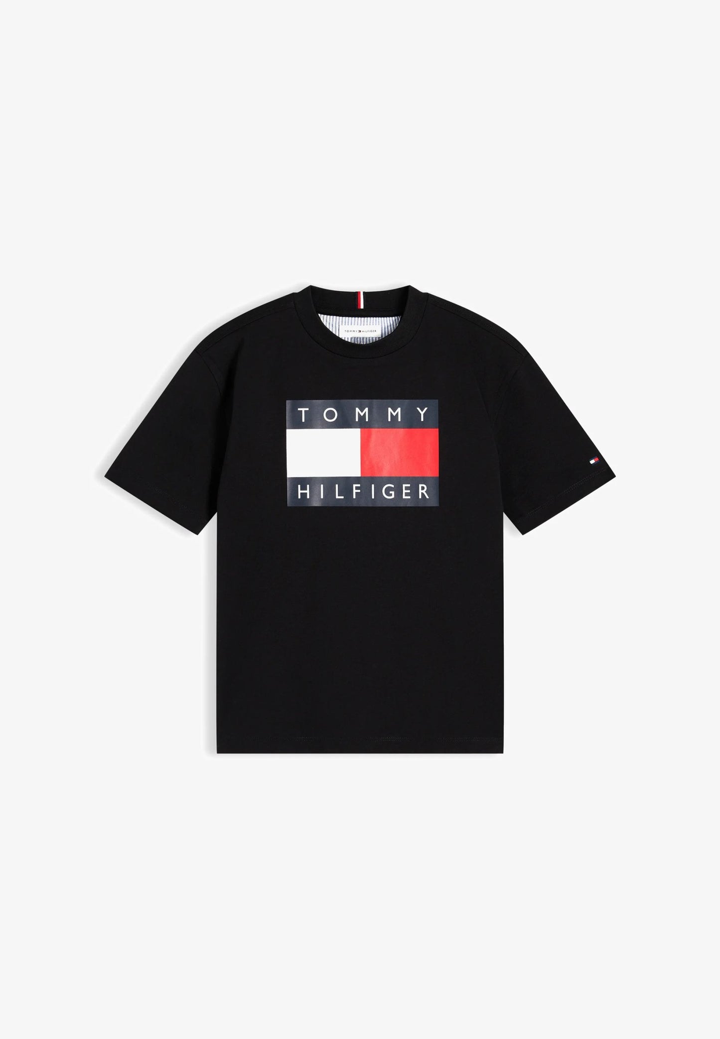 TOMMY HILFIGER TSHIRT NERA LOGO BANDIERA MANICHE CORTE Bambini e ragazzi KB0KB10340BDS_