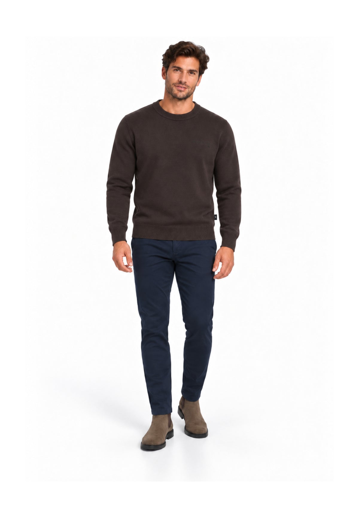 John Richmond maglia MARRONE IN LANA RASATA CON MINI LOGO Uomo uma26169ma.marro_