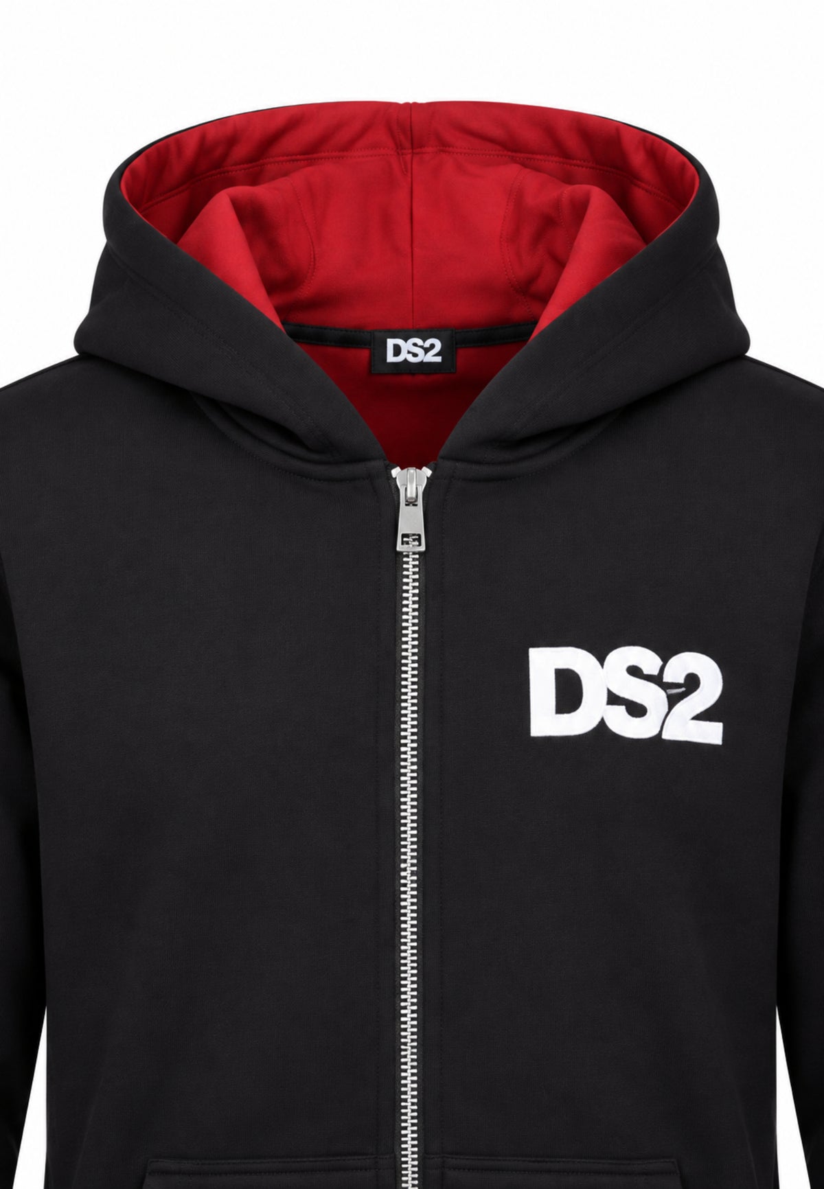 DS2 FELPA NERO CON ZIP E MAXI LOGO ROSSO RETRO Bambini e ragazzi F62K265.NE_