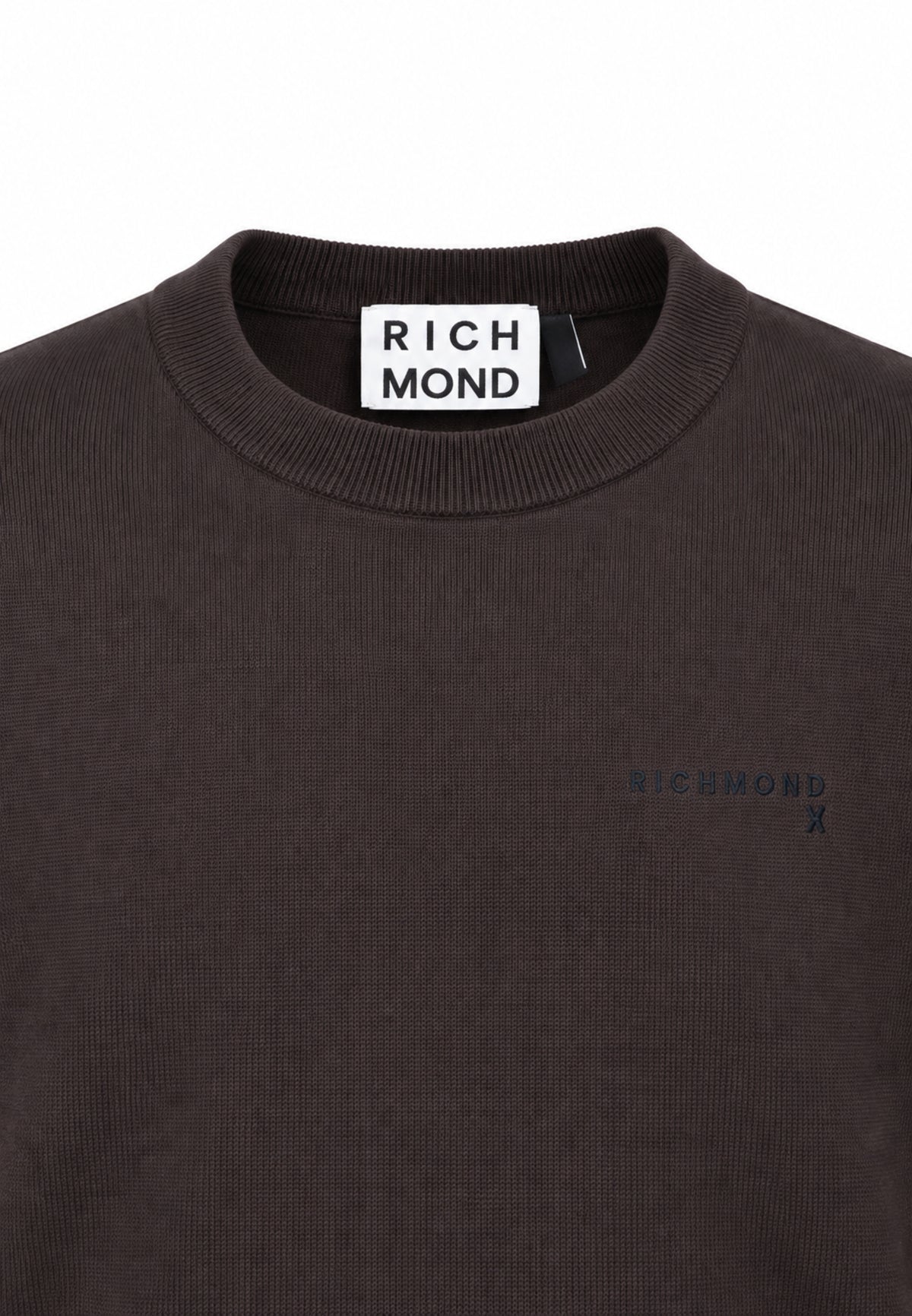 John Richmond maglia MARRONE IN LANA RASATA CON MINI LOGO Uomo uma26169ma.marro_