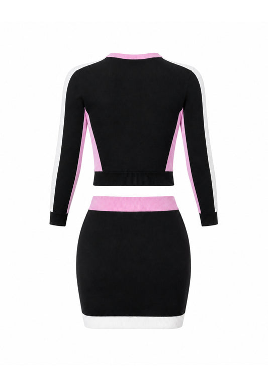 MARC ELLIS COMPLETO NERO MAGLIONCINO E GONNA CON DETTAGLI ROSA E BIANCHI Bambine e ragazze jmjsw03552.NE_