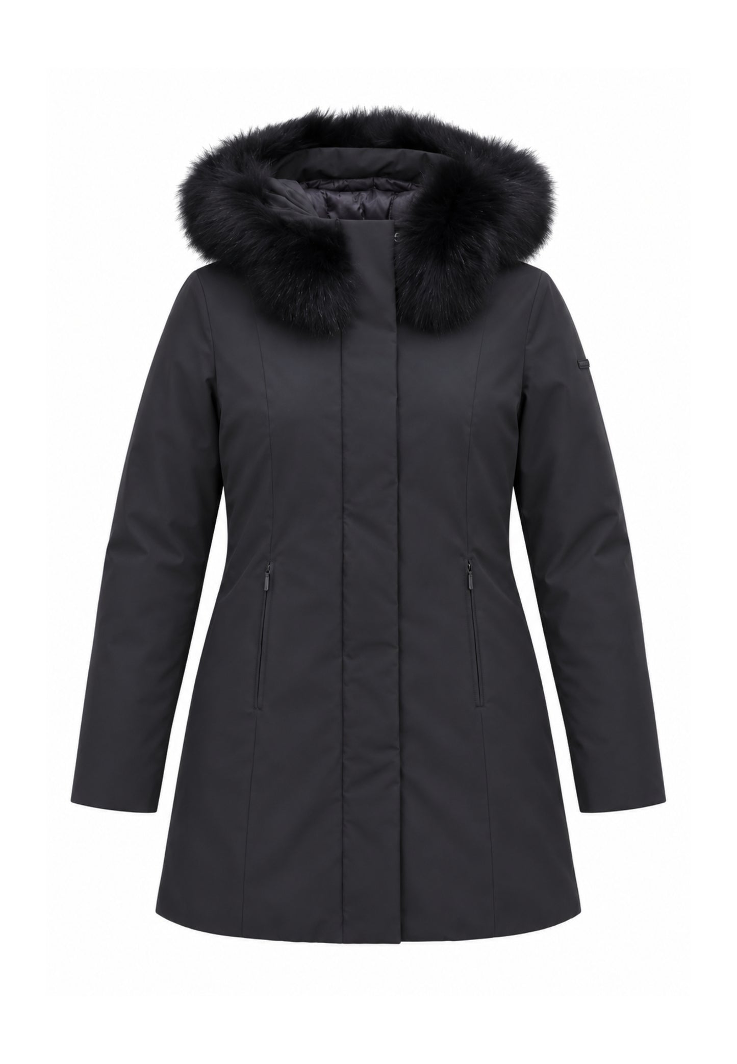 REFRIGIWEAR GIUBBOTTO NERO CON CAPPUCCIO E PELLICCIA Donna LADY TECH FUR JACKET.NE_