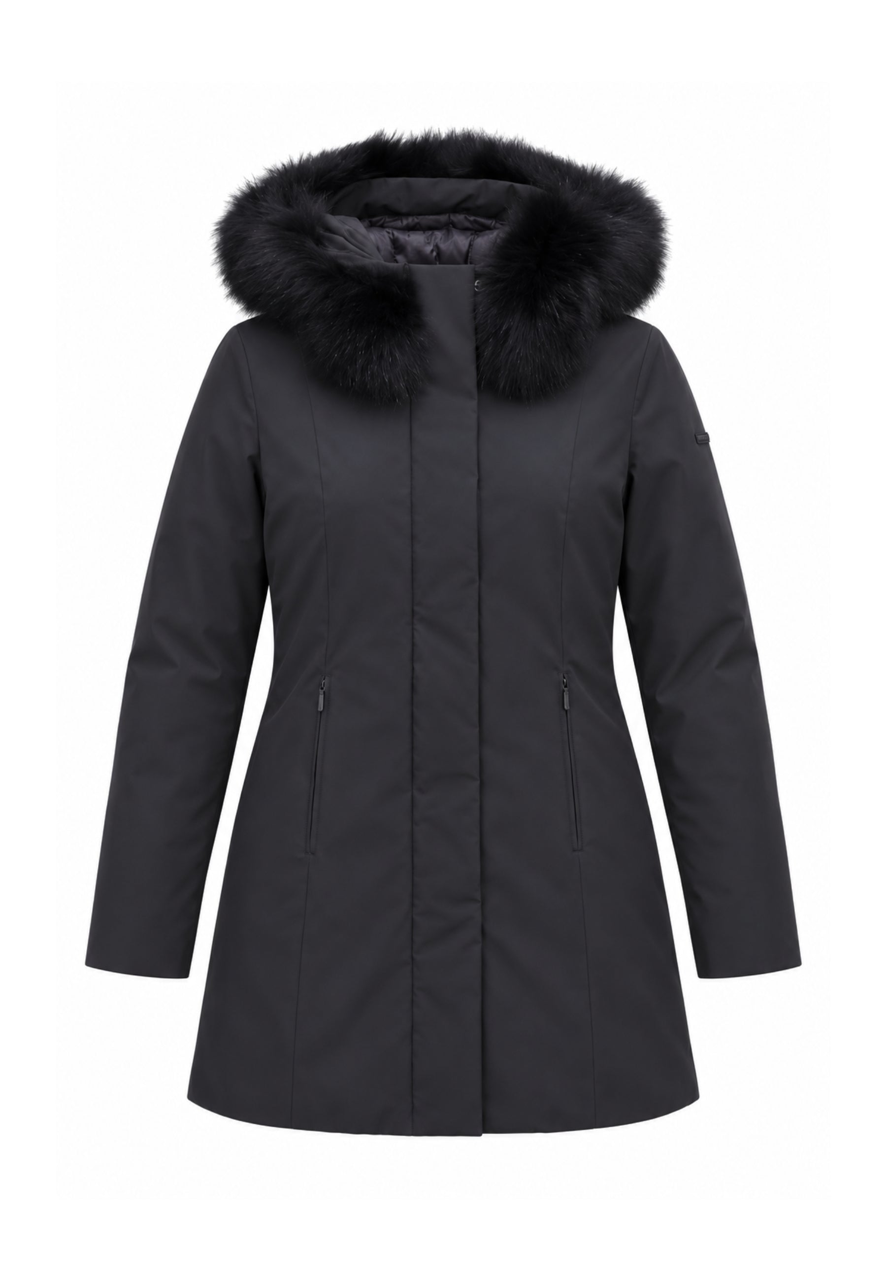 REFRIGIWEAR GIUBBOTTO NERO CON CAPPUCCIO E PELLICCIA Donna LADY TECH FUR JACKET.NE_