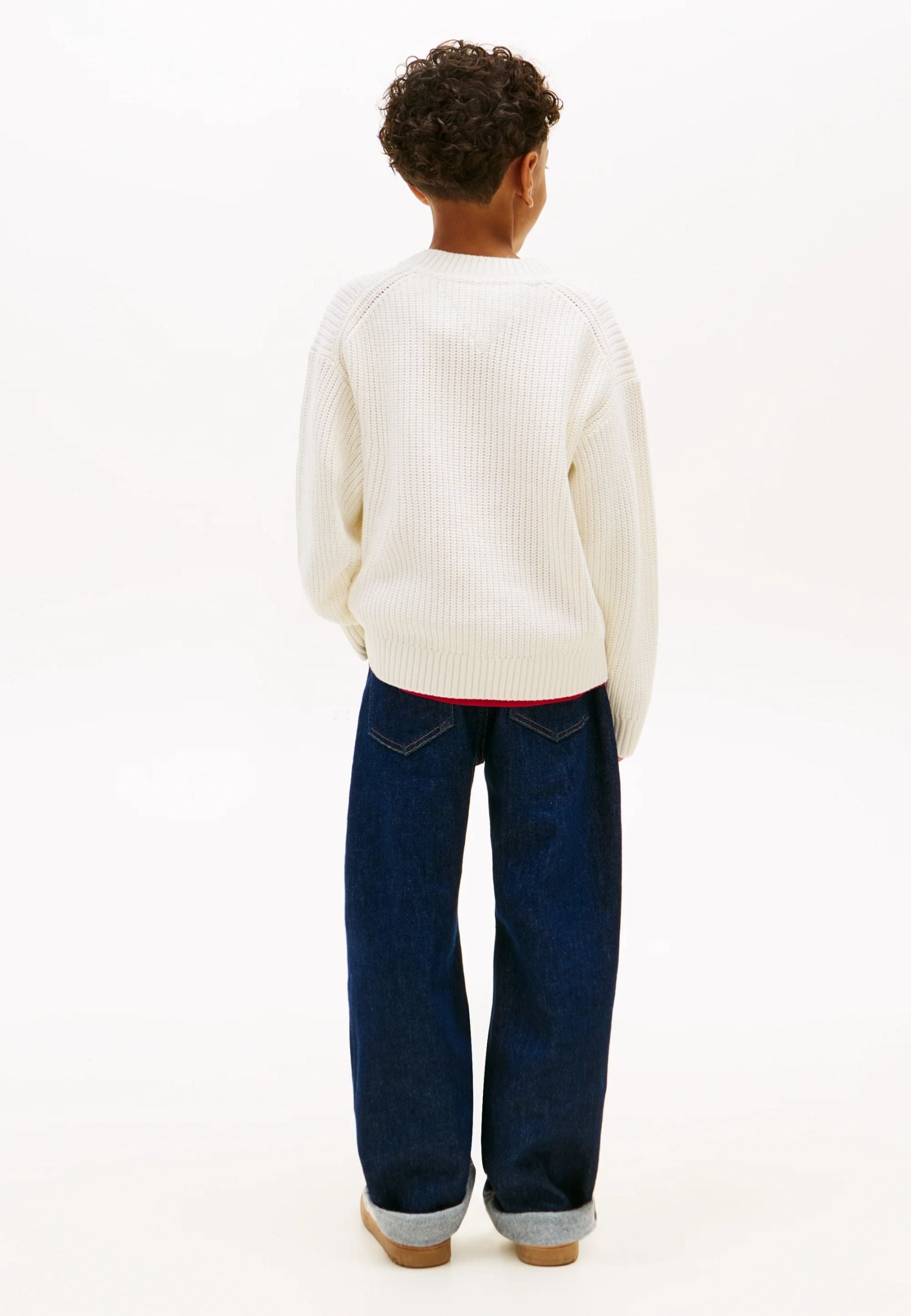 Maglia bambino panna con logo bandiera a girocollo Bambini e ragazzi KB0KB10071YA8_