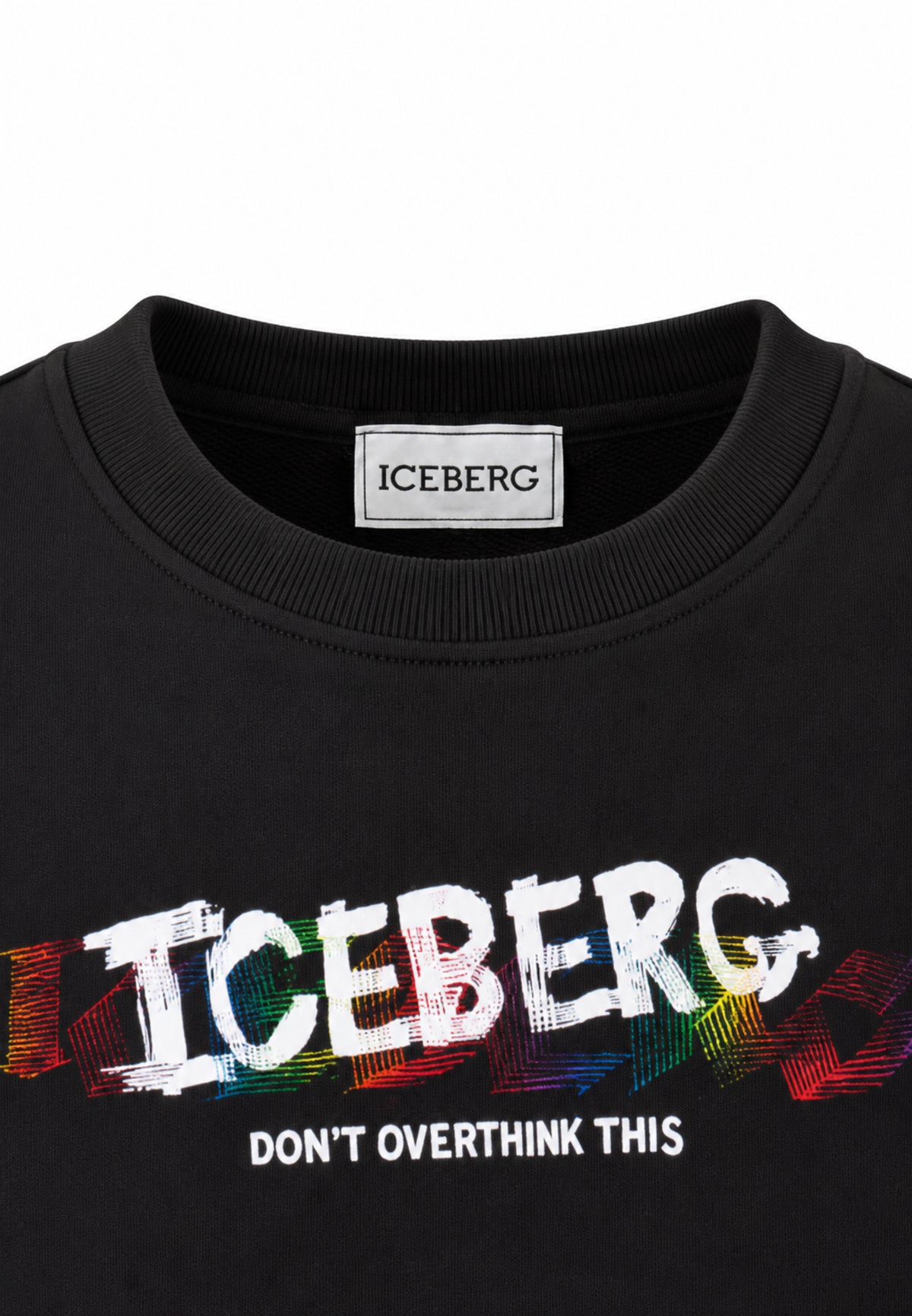 ICEBERGS FELPA NERA A GIROCOLLO CON GRAFICA CENTRALE Bambini e ragazzi MFICE7307J.NE_