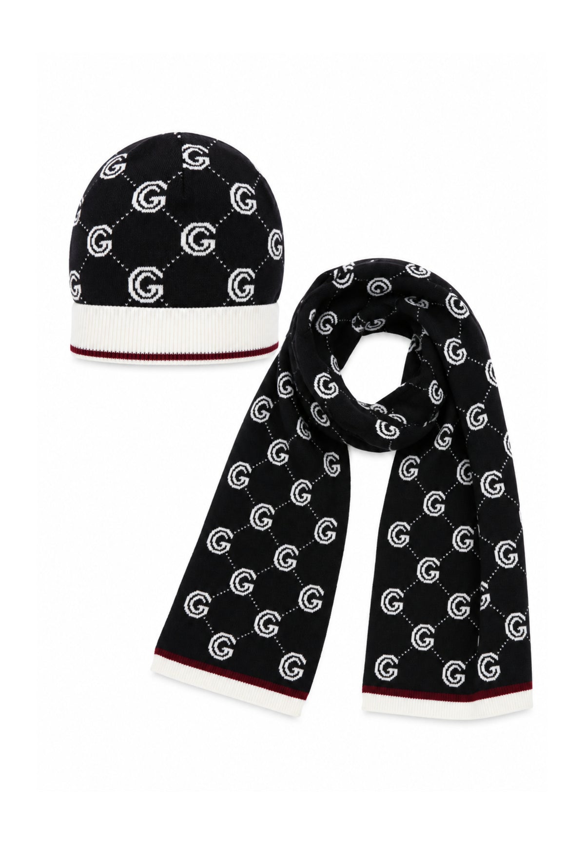Gabriella Gucci SET CAPPELLO E SCIARPA IN MAGLIA LOGO ALL OVER Bambine e ragazze GK341+342.NE_