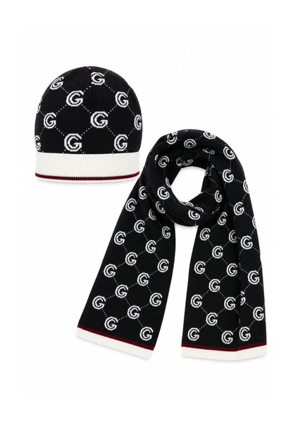 Gabriella Gucci SET CAPPELLO E SCIARPA IN MAGLIA LOGO ALL OVER Bambine e ragazze GK341+342.NE_