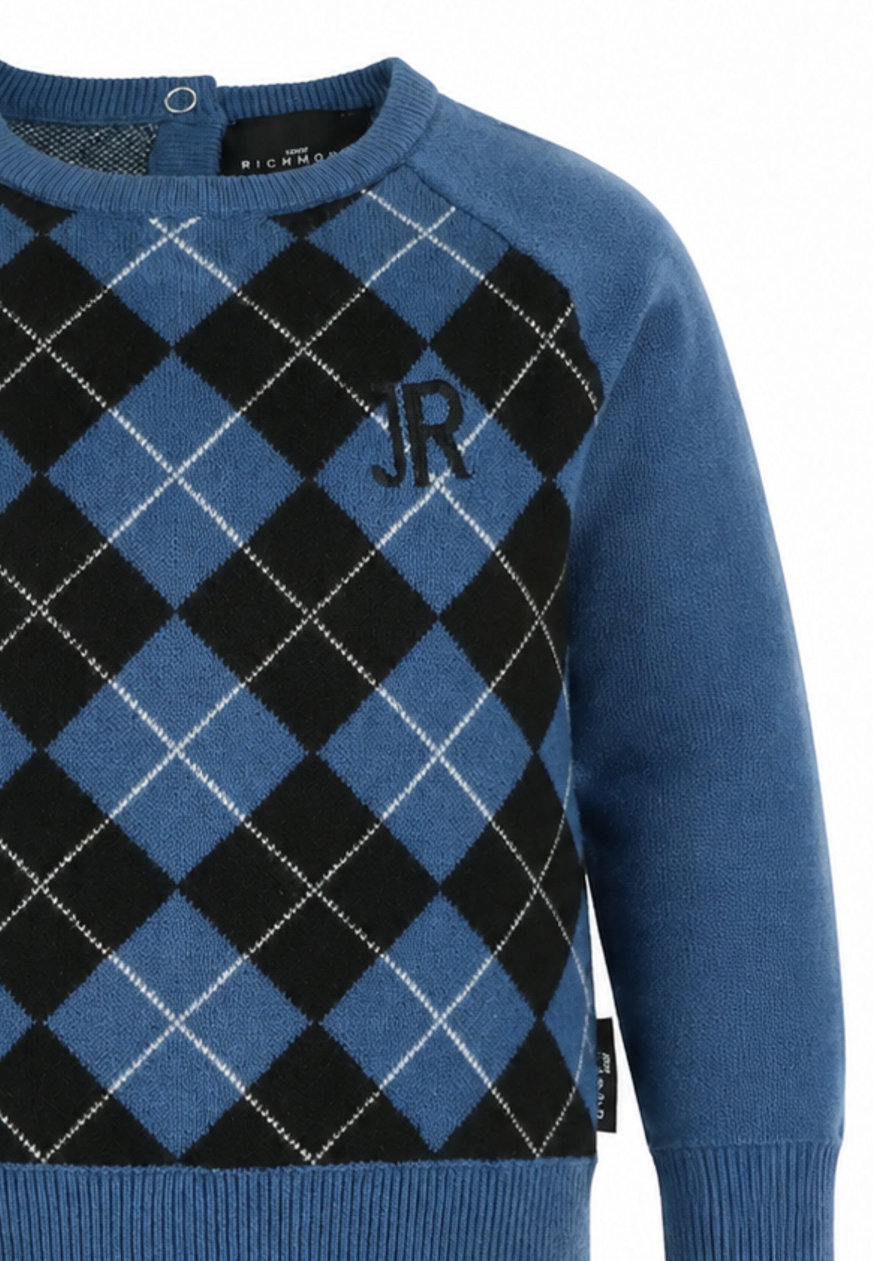 John Richmond MagliONE ROYAL A QUADRI CON LOGO JR RICAMATO Bambini e ragazzi ria26120ma.royal_