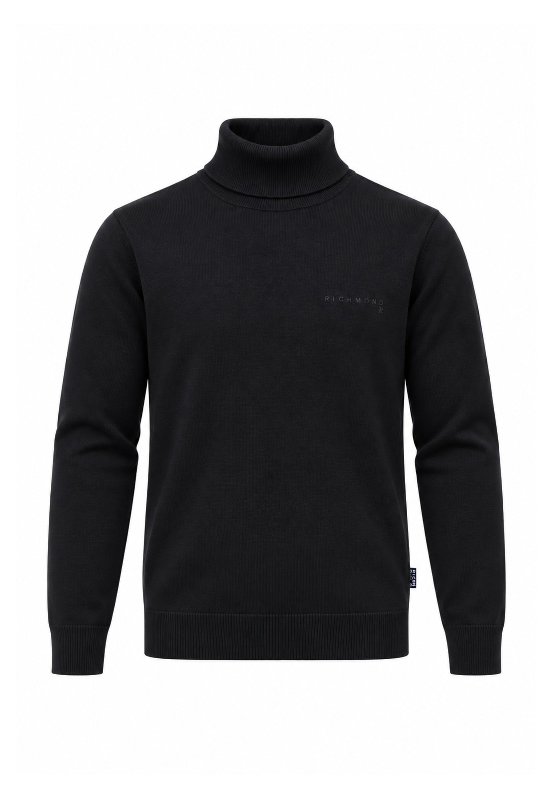 John Richmond LUPETTO NERO SAGOMATO CON LOGO RICAMATO Uomo UMA26168LU.NE_