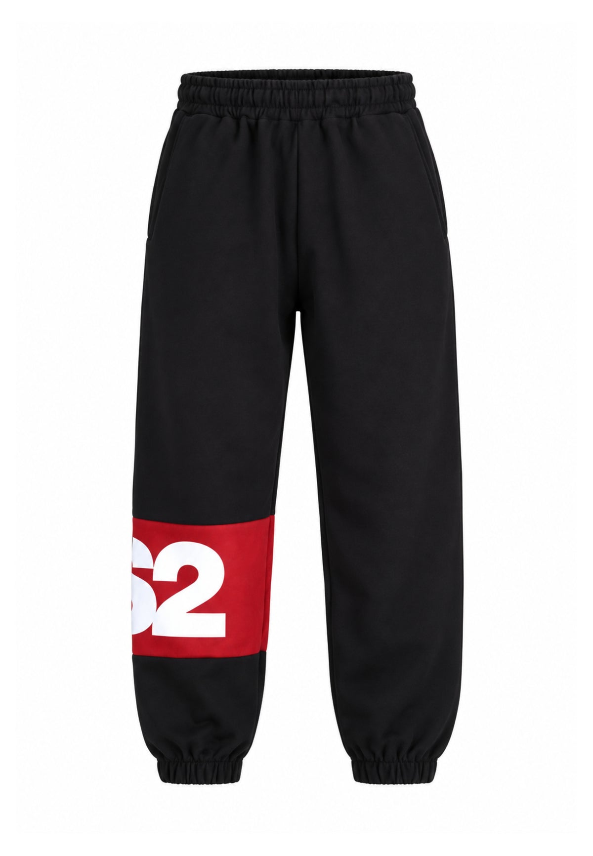 DS2 PANTALONE NERO TUTA CON BANDA ORIZZONTALE ROSSA Bambini e ragazzi F62K268.NE_