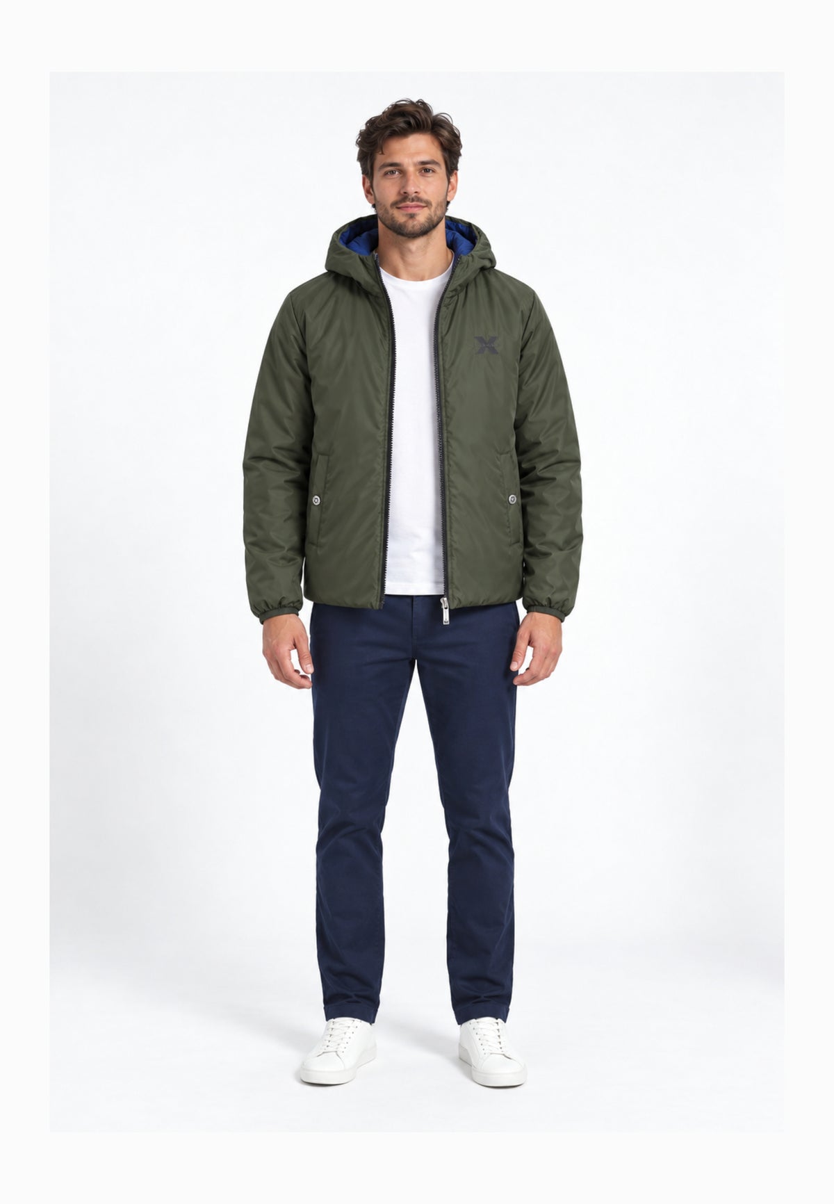 John Richmond GIUBBOTTO VERDE DOUBLE FACE CON CAPPUCCIO Uomo UMA26176GB.VERDE_