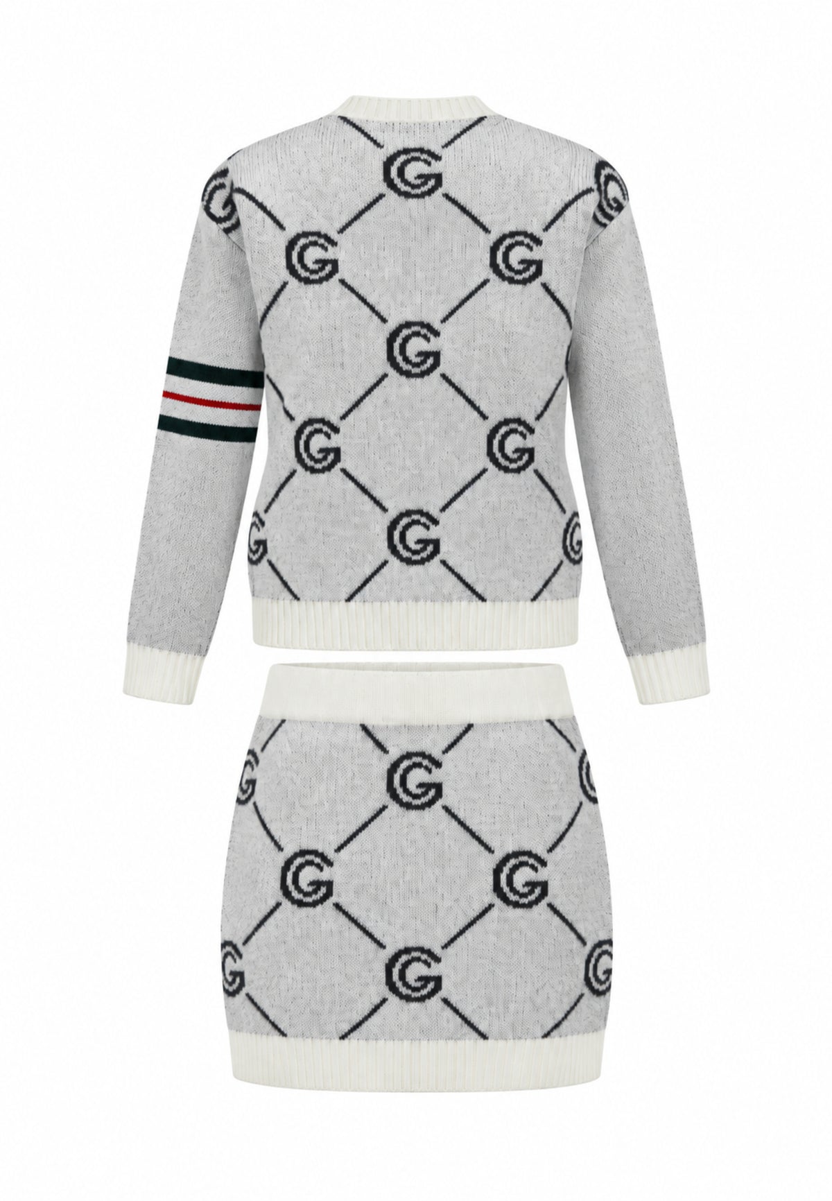 Gabriella Gucci COMPLETO PANNA IN MAGLIA CON MAGLIONE E GONNA LOGATI Bambine e ragazze GK300+GK301.PANNA_