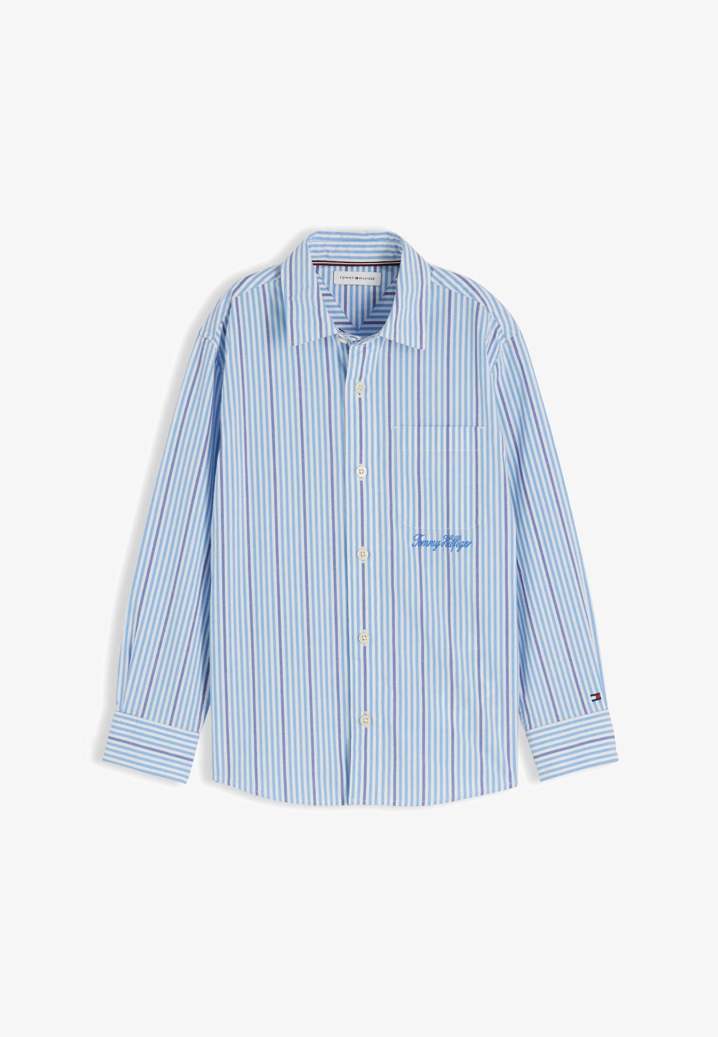 TOMMY HILFIGER CAMICIA A RIGHETTE AZZURRA E AVION Bambini e ragazzi KB0KB10566C39.AZZ_