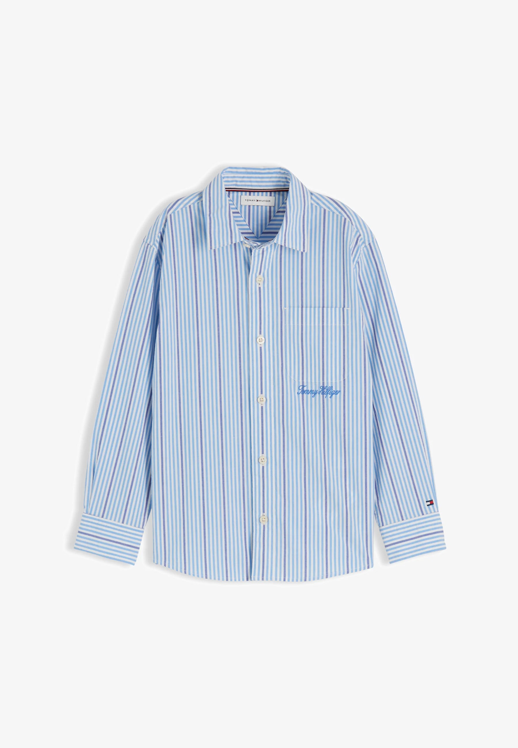 TOMMY HILFIGER CAMICIA A RIGHETTE AZZURRA E AVION Bambini e ragazzi KB0KB10566C39.AZZ_
