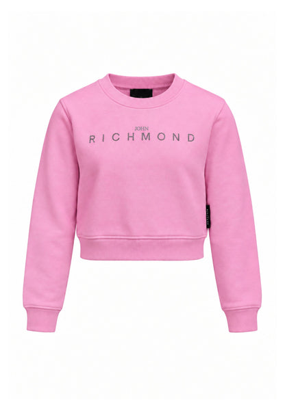 John Richmond felpa rosa crop con logo brillantinato Bambine e ragazze rga26085fe.rosa_