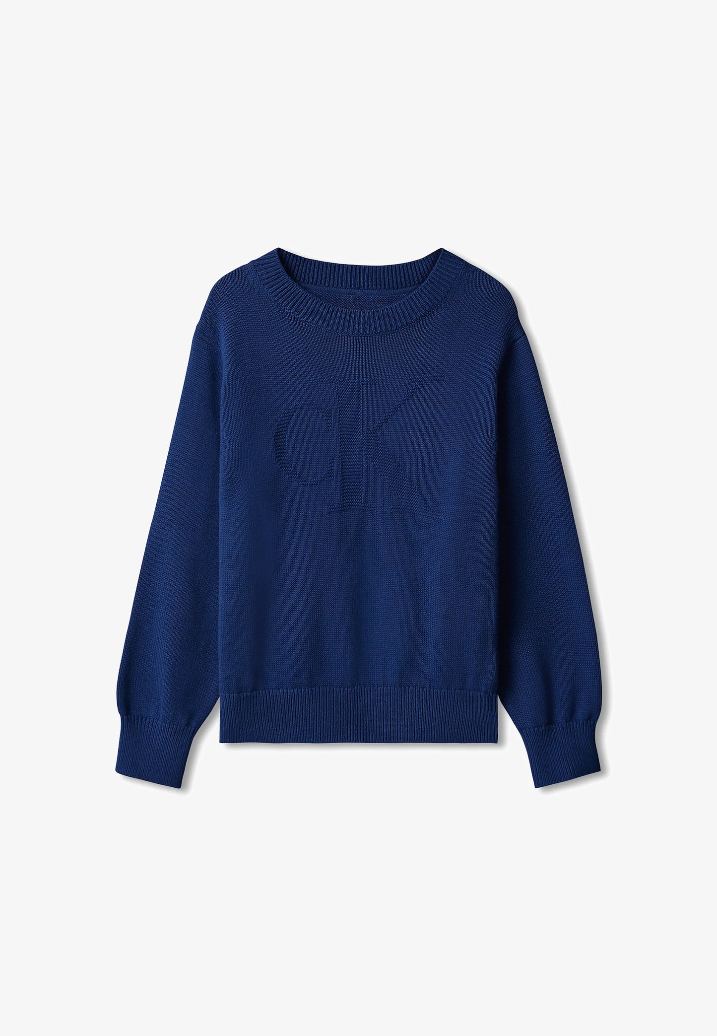 CALVIN KLEIN maglioncino BLU CON LOGO CK TONO SU TONO Bambini e ragazzi lvckfjf048cfb.blu_
